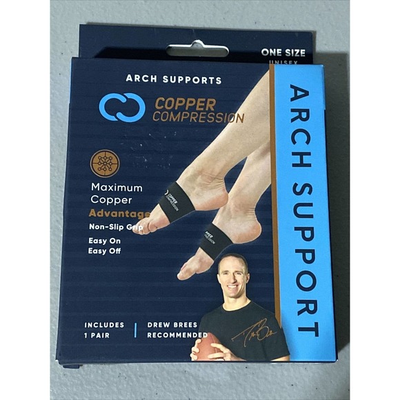 Copper Compression Arch Supports Plantar Fasciitis Flat Feet Fallen Arches NEW - Picture 1 of 6